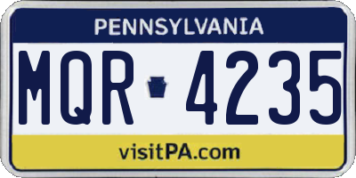 PA license plate MQR4235
