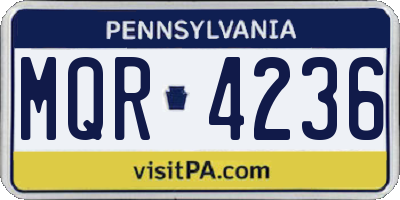 PA license plate MQR4236