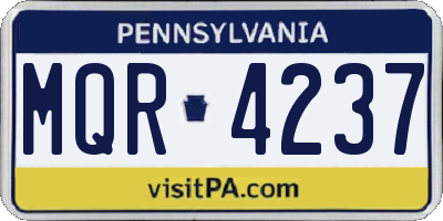 PA license plate MQR4237