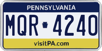 PA license plate MQR4240