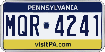 PA license plate MQR4241