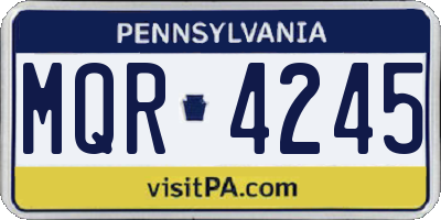 PA license plate MQR4245
