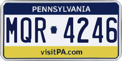 PA license plate MQR4246