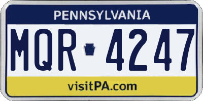 PA license plate MQR4247