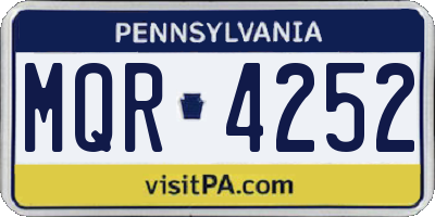 PA license plate MQR4252