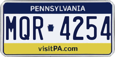 PA license plate MQR4254