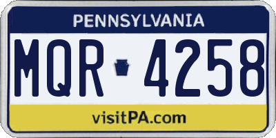 PA license plate MQR4258