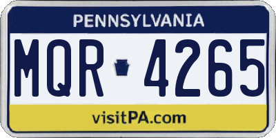 PA license plate MQR4265