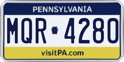 PA license plate MQR4280