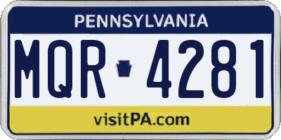 PA license plate MQR4281