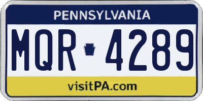 PA license plate MQR4289