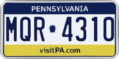 PA license plate MQR4310