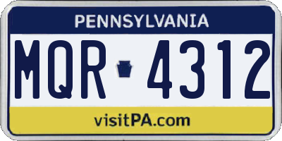 PA license plate MQR4312