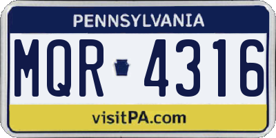 PA license plate MQR4316