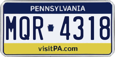 PA license plate MQR4318