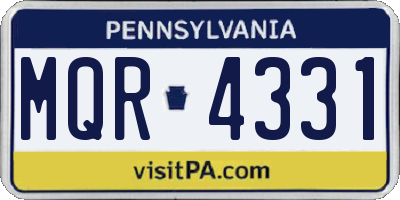 PA license plate MQR4331