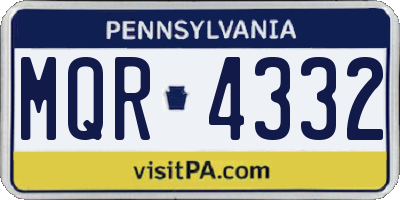 PA license plate MQR4332