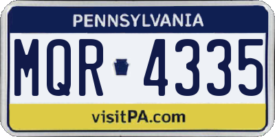 PA license plate MQR4335