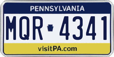 PA license plate MQR4341