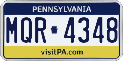 PA license plate MQR4348