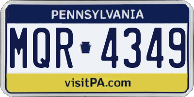 PA license plate MQR4349