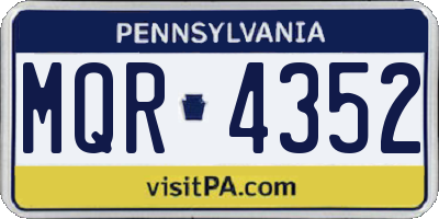 PA license plate MQR4352