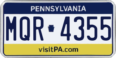 PA license plate MQR4355