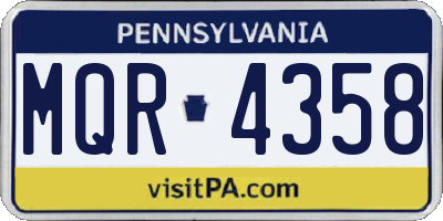 PA license plate MQR4358
