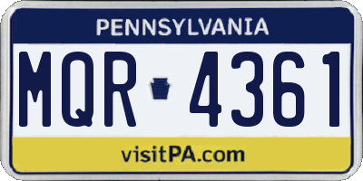 PA license plate MQR4361