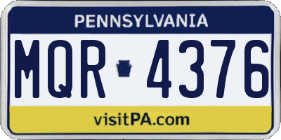 PA license plate MQR4376