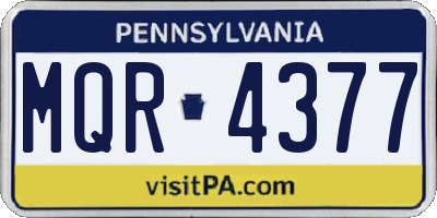PA license plate MQR4377