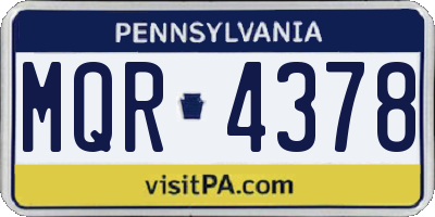 PA license plate MQR4378
