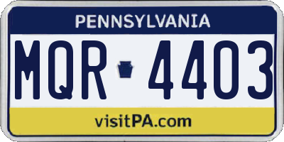 PA license plate MQR4403