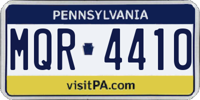 PA license plate MQR4410