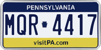 PA license plate MQR4417
