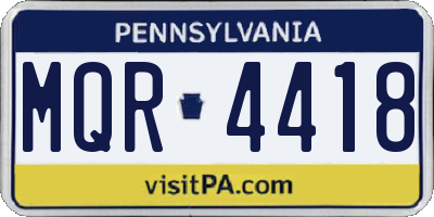 PA license plate MQR4418
