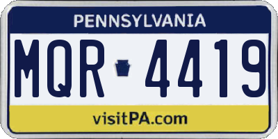 PA license plate MQR4419