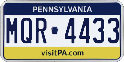 PA license plate MQR4433