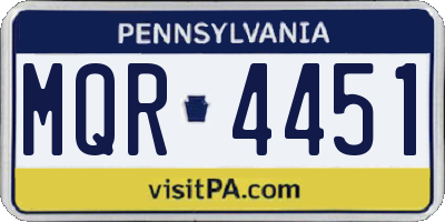 PA license plate MQR4451