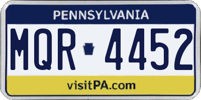 PA license plate MQR4452