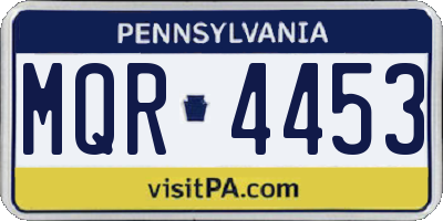 PA license plate MQR4453