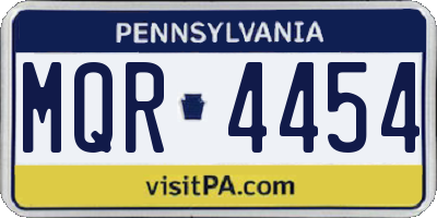 PA license plate MQR4454