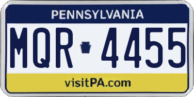 PA license plate MQR4455