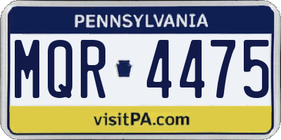 PA license plate MQR4475