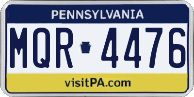 PA license plate MQR4476