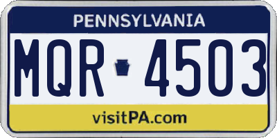 PA license plate MQR4503