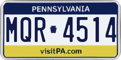 PA license plate MQR4514