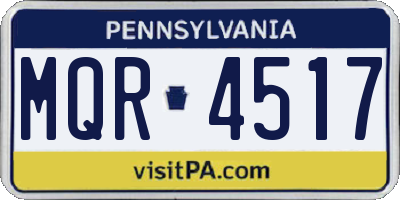 PA license plate MQR4517