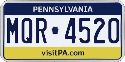 PA license plate MQR4520