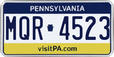 PA license plate MQR4523